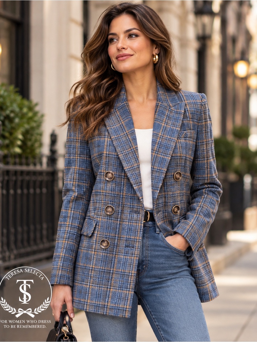 Veronica Beard Plaid Double Breasted Blazer Coat Size 8